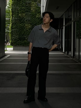 「Alfred Alex（アルフレッドアレックス）のアイテム（スラックス）」を使った、무영さん（メンズ・173cm）の夏コーディネート