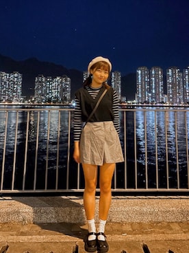「黒コーデ」｜「アイテム（ローファー）」を使った、cheee9896さん（レディース・165cm）の夏コーディネート