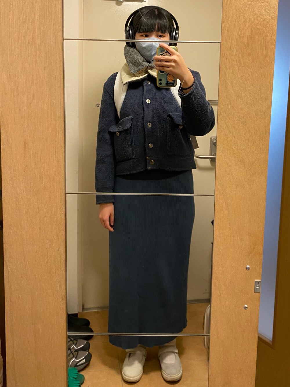 「FREAK'S STOREの▽【WEB限定】ラップニットスカート（スカート、ブルー系）」を使った、gtkarinさん（レディース・167cm）の冬コーディネートの1枚目の写真