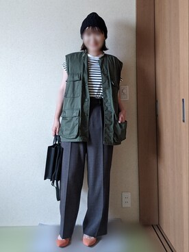 「ミニタリー」｜「アイテム（ジャケット/アウター）」を使った、kakaさん（レディース・158cm）の秋コーディネート