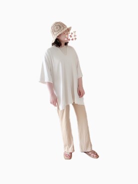 「MERLOT（メルロー）のアイテム（帽子）」を使った、m33uさん（レディース・159cm）の夏コーディネート