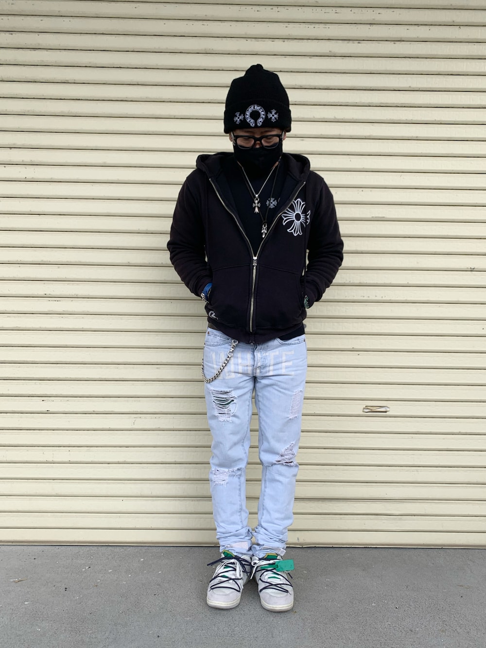 おじコーデ｜CHROME HEARTSのニットキャップ/ビーニーを使った