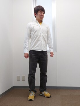 「NEW BALANCE（ニューバランス）のアイテム（スニーカー、イエロー系）」を使った、gisaoさん（メンズ・171cm）の春コーディネート