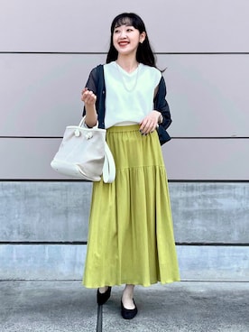 「ピスタチオ」｜「アイテム（パンプス）」を使った、kaaiさん（レディース・158cm）の春コーディネート