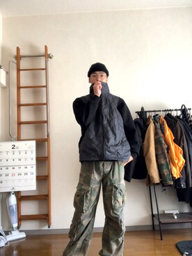 「Right-on（ライトオン）のアイテム（ニットキャップ/ビーニー）」を使った、kyooonn543さん（メンズ・177cm）の冬コーディネート