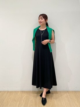 「INDIVI（インディヴィ）の【美シルエット】ノースリーブワンピース（ワンピース、ブラック系）」を使った、maiさん（レディース・153cm）の夏コーディネート