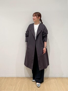 「アイテム（トレンチコート、グレー系）」を使った、maiさん（レディース・153cm）の冬コーディネート