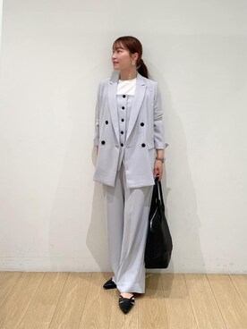 「アイテム（スーツジャケット、グレー系）」を使った、maiさん（レディース・153cm）の春コーディネート
