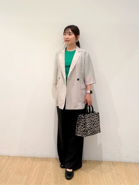 「INDIVI（インディヴィ）のライトダブルジャケット（テーラードジャケット、ベージュ系）」を使った、maiさん（レディース・153cm）の夏コーディネート