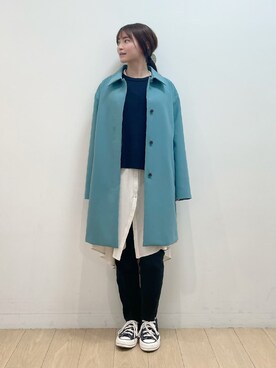 「153cm」｜「アイテム（ステンカラーコート）」を使った、maiさん（レディース・153cm）の春コーディネート