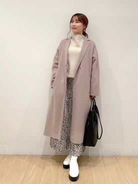 「153cm」｜「アイテム（チェスターコート）」を使った、maiさん（レディース・153cm）の冬コーディネート