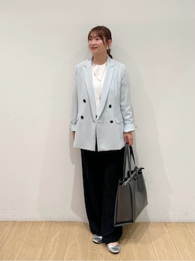 「アイテム（スーツジャケット、グリーン系）」を使った、maiさん（レディース・153cm）の冬コーディネート