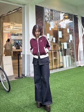 「アイテム（ジャージ）」を使った、もかさん（レディース・159cm）の秋コーディネート