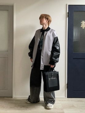 「アイテム（スタジャン）」を使った、セイヤさん（メンズ・174cm）の秋コーディネート