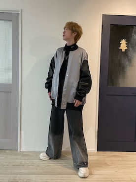 「アイテム（スタジャン）」を使った、セイヤさん（メンズ・174cm）の秋コーディネート