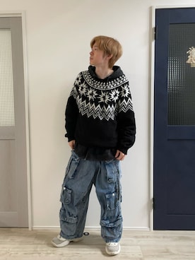 「アイテム（カーゴパンツ）」を使った、セイヤさん（メンズ・174cm）の秋コーディネート