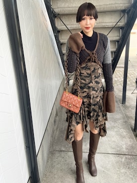 「アイテム（ワンピース、グリーン系）」を使った、chika@さん（レディース・162cm）の秋コーディネート