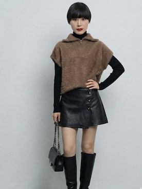 「アイテム（ベスト）」を使った、chika@さん（レディース・162cm）の冬コーディネート