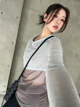 「BAO BAO ISSEY MIYAKE（バオバオイッセイミヤケ）のアイテム（ショルダーバッグ）」を使った、翠さん（レディース・160cm）の春コーディネート