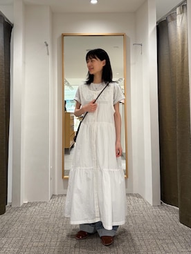 「CANAL JEAN（キャナルジーン）のEl mar　GREECE コンパクトTシャツ（Tシャツ/カットソー、グレー系）」を使った、Maiさん（レディース・155cm）の夏コーディネート