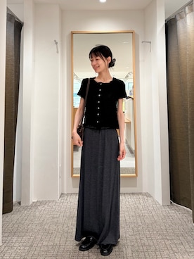 「CANAL JEAN（キャナルジーン）のEl mar　コインローファー（ローファー、ブラック系）」を使った、Maiさん（レディース・155cm）の夏コーディネート
