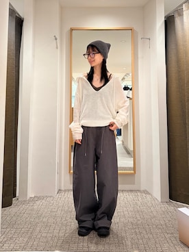 「アイテム（キャミソール、グリーン系）」を使った、Maiさん（レディース・155cm）の秋コーディネート