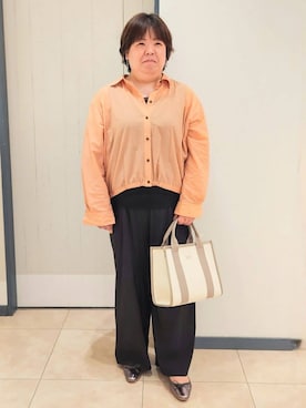 「grove（グローブ）のシアードッキングタンクトップ（タンクトップ、ブラック系）」を使った、minoriさん（レディース・155cm）の夏コーディネート