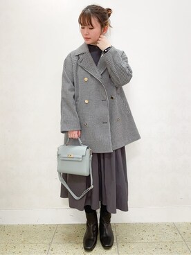 「grove（グローブ）の【雑誌掲載】カクシボフラップベルトショルダー【入卒対応可】（ショルダーバッグ、ブルー系）」を使った、satoさん（レディース・162cm）の冬コーディネート