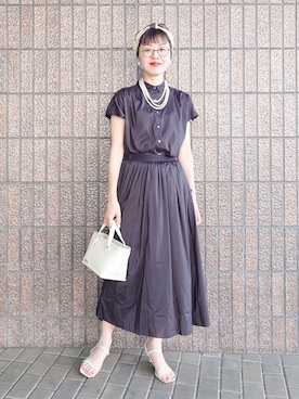「UNTITLED（アンタイトル）の【アレンジ自在】ロングパール調ネックレス（ネックレス、ゴールド系）」を使った、MUTSUKOさん（レディース・163cm）の春コーディネート