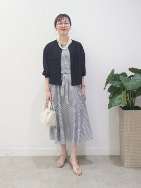 「UNTITLED（アンタイトル）の【古畑星夏さん着用/洗える】シアーブルゾン（ブルゾン、ブラック系）」を使った、MUTSUKOさん（レディース・163cm）の春コーディネート