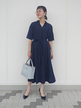 「UNTITLED（アンタイトル）の【追加/新色】エアリーワンハンドルバッグ（ハンドバッグ、ブルー系）」を使った、MUTSUKOさん（レディース・163cm）の秋コーディネート