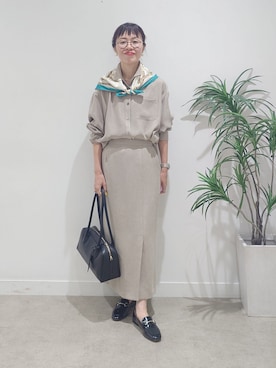 「アイテム（ボストンバッグ）」を使った、MUTSUKOさん（レディース・163cm・50代）の夏コーディネート