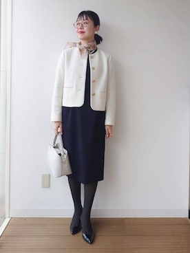 「アイテム（ストール/ショール）」を使った、MUTSUKOさん（レディース・163cm）の冬コーディネート