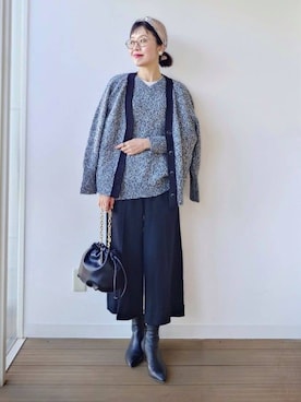「アイテム（ストール/ショール）」を使った、MUTSUKOさん（レディース・163cm）の冬コーディネート