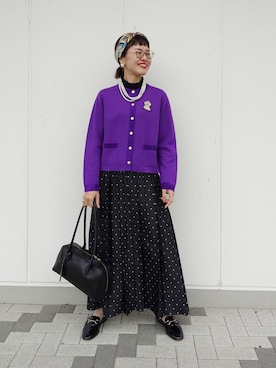 「アイテム（ボストンバッグ）」を使った、MUTSUKOさん（レディース・163cm・50代）の秋コーディネート