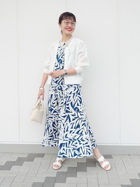 「UNTITLED（アンタイトル）の【アレンジ自在】ロングパール調ネックレス（ネックレス、ゴールド系）」を使った、MUTSUKOさん（レディース・163cm）の春コーディネート