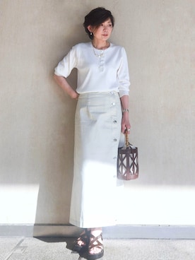 「OPAQUE.CLIP（オペークドットクリップ）のクロスベルトデザインサンダル（サンダル）」を使った、milkyさん（レディース・161cm）の春コーディネート