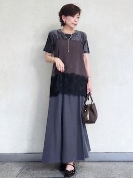 「OPAQUE.CLIP（オペークドットクリップ）のアイテム（Tシャツ/カットソー）」を使った、milkyさん（レディース・161cm）の夏コーディネート
