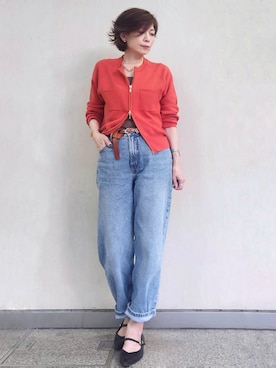 「アイテム（タンクトップ、ブラウン系）」を使った、milkyさん（レディース・161cm）の秋コーディネート