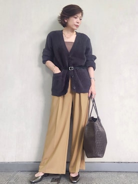 「アイテム（タンクトップ、ブラウン系）」を使った、milkyさん（レディース・161cm）の秋コーディネート