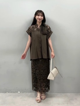 「LARUTA（ラルータ）の【LARUTA】トライアングルバッグ（ショルダーバッグ、ホワイト系）」を使った、LARUTAさん（レディース・163cm）の夏コーディネート
