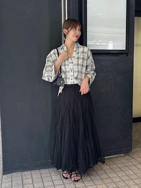 「LARUTA（ラルータ）の【LARUTA】トライアングルバッグ（ショルダーバッグ、ブラック系）」を使った、LARUTAさん（レディース・163cm）の夏コーディネート