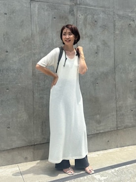 「LARUTA（ラルータ）の【LARUTA】2WAYハーフスリーブカットワンピース（ワンピース、ホワイト系）」を使った、LARUTAさん（レディース・163cm）の夏コーディネート