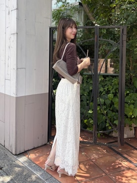 「LARUTA（ラルータ）の【LARUTA】トライアングルバッグ（ショルダーバッグ、ベージュ系）」を使った、LARUTAさん（レディース・163cm）の夏コーディネート