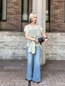 「LARUTA（ラルータ）の【LARUTA】トライアングルバッグ（ショルダーバッグ、ブラック系）」を使った、LARUTAさん（レディース・163cm）の夏コーディネート