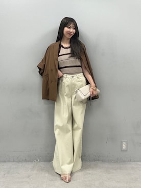 「LARUTA（ラルータ）の【LARUTA】トライアングルバッグ（ショルダーバッグ、ホワイト系）」を使った、LARUTAさん（レディース・163cm）の夏コーディネート