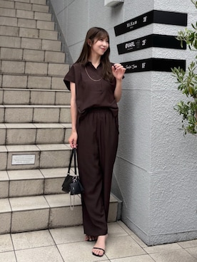 「LARUTA（ラルータ）の【LARUTA】トライアングルバッグ（ショルダーバッグ、ブラック系）」を使った、LARUTAさん（レディース・163cm）の夏コーディネート