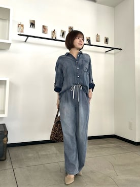 「LARUTA（ラルータ）の【LARUTA】シアーデニムシャツ（シャツ/ブラウス、ブルー系）」を使った、LARUTAさん（レディース・163cm）の夏コーディネート