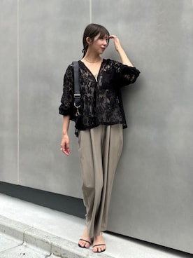 「LARUTA（ラルータ）の【LARUTA】スクエアショルダーバッグ（ショルダーバッグ、ブラック系）」を使った、LARUTAさん（レディース・160cm）の夏コーディネート