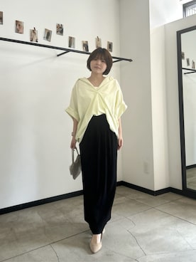 「LARUTA（ラルータ）の【LARUTA】ニットタンクトップ（タンクトップ、ホワイト系）」を使った、LARUTAさん（レディース・163cm）の夏コーディネート